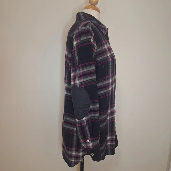 Soft Surroundings pink  and black plaid button down flannel shirt SZ S - Picture 5 of 10